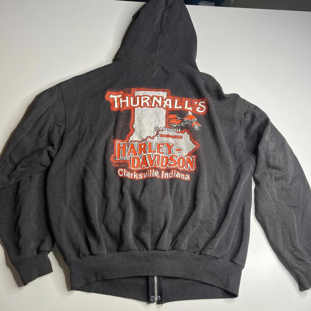 Vintage Harley-Davidson‎ Eagle Zip Hoodie XL Black Hanes USA Made 90s Graphic IN
